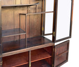 Vintage Dark Brown Oriental Treasure Glass Doors Display Curio Stack Cabinet GB611BS