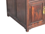 Vintage Brown Wood Patina Deep Wide Side End Table Nightstand Cabinet GB622AS