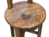 Vintage Rustic Patina Round Seat Cross 4 Legs Wood Bench Stool Table GB625S