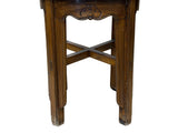 Vintage Rustic Patina Round Seat Cross 4 Legs Wood Bench Stool Table GB625S