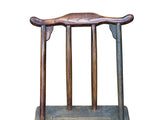 Vintage Rustic Patina Small Low Wood Bench Stool Table w Back GB624S