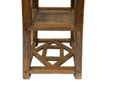 Vintage Patina Square Slim Wood Pedestal Display Stand Side Table GB619AS