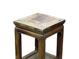 Vintage Patina Square Slim Wood Pedestal Display Stand Side Table GB619AS