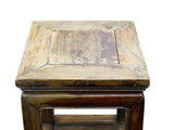 Vintage Patina Square Slim Wood Pedestal Display Stand Side Table GB619BS