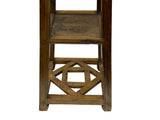 Vintage Patina Square Slim Wood Pedestal Display Stand Side Table GB619BS