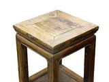 Vintage Patina Square Slim Wood Pedestal Display Stand Side Table GB619BS