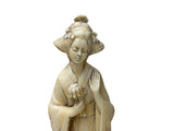 Vintage Asian Cow Bone Carved Lady w Gentleman Music Playing Figure Art GB647S