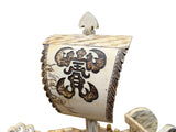 Vintage Asian Cream Bone Inset Treasure Ship Display Art Figure GB646S