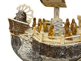 Vintage Asian Cream Bone Inset Treasure Ship Display Art Figure GB646S