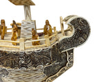 Vintage Asian Cream Bone Inset Treasure Ship Display Art Figure GB646S