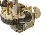 Vintage Asian Cream Bone Inset Treasure Ship Display Art Figure GB646S