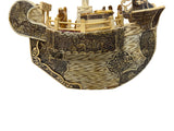 Vintage Asian Cream Bone Inset Treasure Ship Display Art Figure GB646S