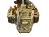 Vintage Asian Cream Bone Inset Treasure Ship Display Art Figure GB646S