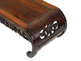 Dark Brown Flower Motif Apron Scroll Leg Low Kang Coffee Table GB612S