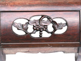Dark Brown Flower Motif Apron Scroll Leg Low Kang Coffee Table GB612S