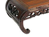Dark Brown Flower Motif Apron Scroll Leg Low Kang Coffee Table GB612S