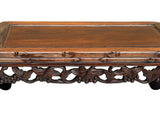 Dark Brown Flower Motif Apron Scroll Leg Low Kang Coffee Table GB612S