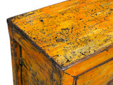 Distressed Yellowish Floral Graphic Mid Size Credenza Sideboard Cabinet GB682S