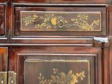 Vintage Chinese Floral Graphic Brown Drawers Table Credenza Cabinet cs7779S