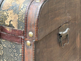 Vintage Weathered Patina Treasure Chest Shape Wood Trunk Box ws4528S