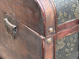 Vintage Weathered Patina Treasure Chest Shape Wood Trunk Box ws4528S