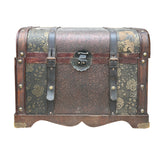 Vintage Weathered Patina Treasure Chest Shape Wood Trunk Box ws4528S