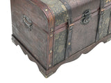 Vintage Weathered Patina Treasure Chest Shape Wood Trunk Box ws4528S