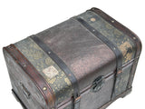 Vintage Weathered Patina Treasure Chest Shape Wood Trunk Box ws4528S
