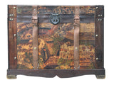 Vintage Weathered Patina Treasure Chest Shape Wood Trunk Box ws4534S