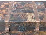Vintage Weathered Patina Treasure Chest Shape Wood Trunk Box ws4534S