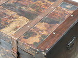 Vintage Weathered Patina Treasure Chest Shape Wood Trunk Box ws4534S