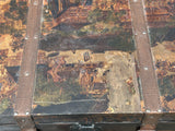 Vintage Weathered Patina Treasure Chest Shape Wood Trunk Box ws4534S