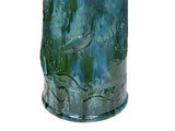 Vintage Distressed Marks Turquoise Green Lotus Fishes Ceramic Holder GB651S