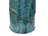 Vintage Distressed Marks Turquoise Green Lotus Fishes Ceramic Holder GB651S