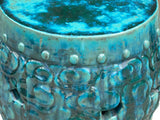 Green Teal Turquoise Swirl Cloud Pattern Round Ceramic Stool Table ws4577S
