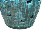 Green Teal Turquoise Swirl Cloud Pattern Round Ceramic Stool Table ws4577S