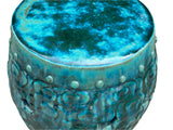 Green Teal Turquoise Swirl Cloud Pattern Round Ceramic Stool Table ws4577S