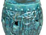 Green Teal Turquoise Swirl Cloud Pattern Round Ceramic Stool Table ws4578S