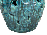 Green Teal Turquoise Swirl Cloud Pattern Round Ceramic Stool Table ws4578S