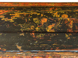 Distressed Vintage Red Brown Relief Floral Motif Side Table Cabinet ws4579S