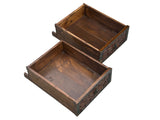 Distressed Vintage Red Brown Relief Floral Motif Side Table Cabinet ws4579S