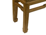 Oriental Ming Style Lattice Panel Inset Light Tan Brown Wood Bench Table ws4587S