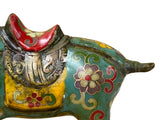 Vintage Chinese Turquoise Blue Flower Cloisonné Enamel Horse Statue ws4948S