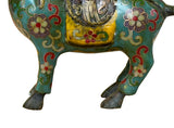 Vintage Chinese Turquoise Blue Flower Cloisonné Enamel Horse Statue ws4948S
