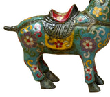 Vintage Chinese Turquoise Blue Flower Cloisonné Enamel Horse Statue ws4948S