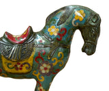 Vintage Chinese Turquoise Blue Flower Cloisonné Enamel Horse Statue ws4949S