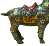 Vintage Chinese Turquoise Blue Flower Cloisonné Enamel Horse Statue ws4949S