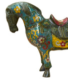 Vintage Chinese Turquoise Blue Flower Cloisonné Enamel Horse Statue ws4949S