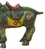 Vintage Chinese Turquoise Blue Flower Cloisonné Enamel Horse Statue ws4949S