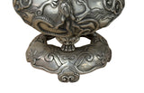 Chinese Silver Color Round Dragon Theme Incense Burner Display Art ws4937S